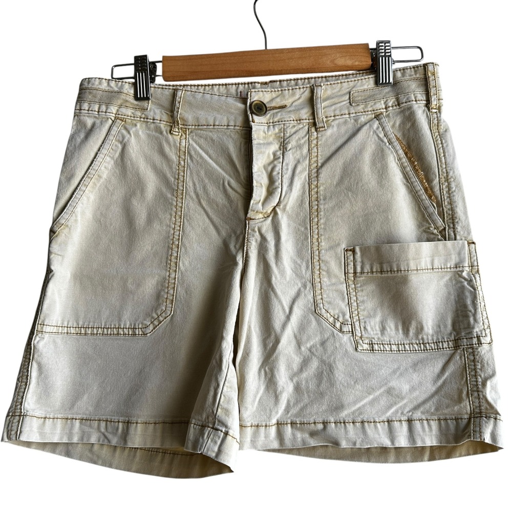 Anthropologie Hei Hei Cargo Shorts Distressed Light Gold‎ Pockets Casual Size 26